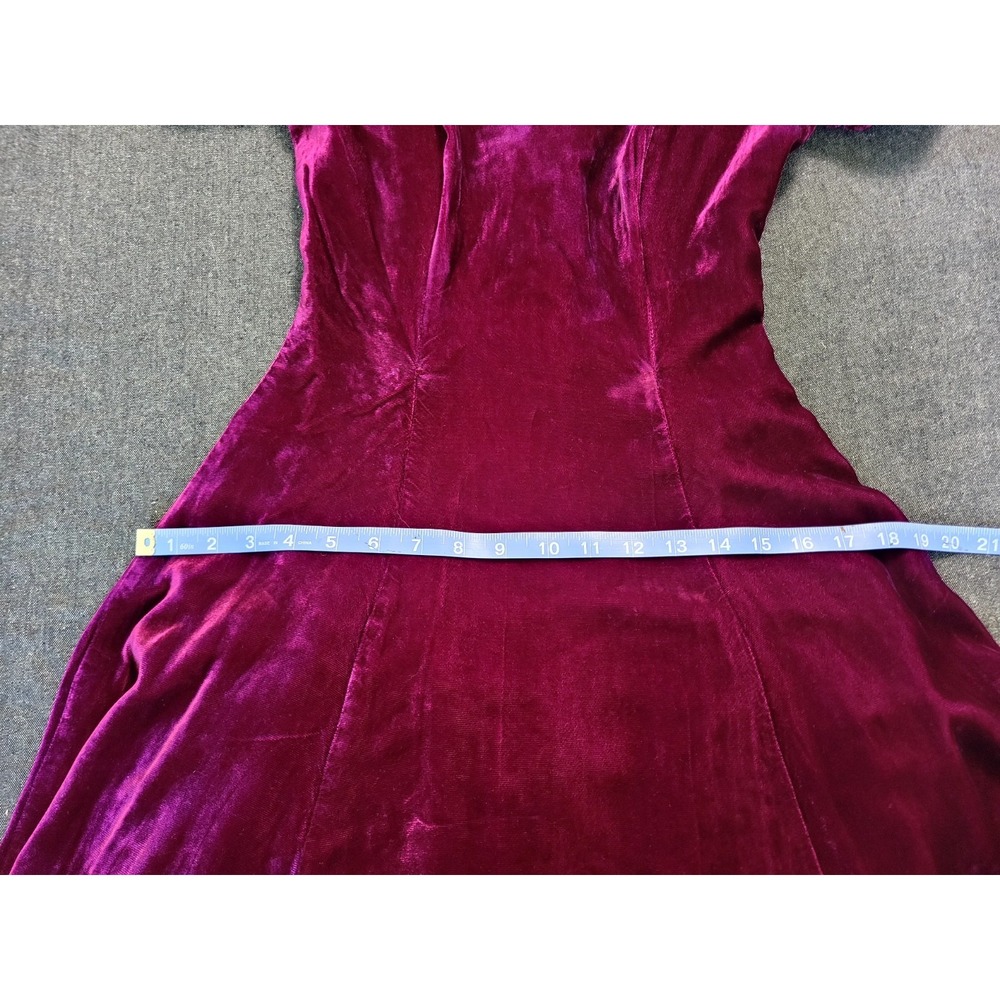 Vintage 80s Off The Shoulder Fit Flare Mini Dress Magenta Size XS Poofy Party - Picture 13 of 15